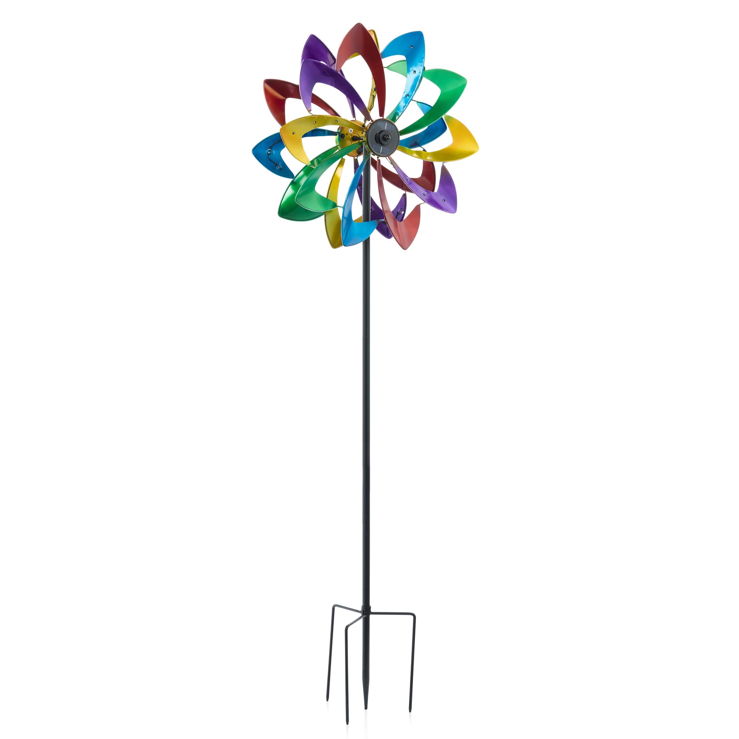 75" LED Solar Flower Wind Spinner