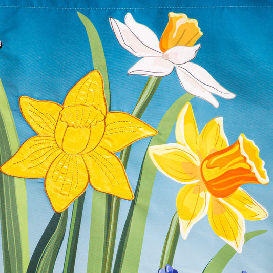 Spring Floral Haven Applique House Flag