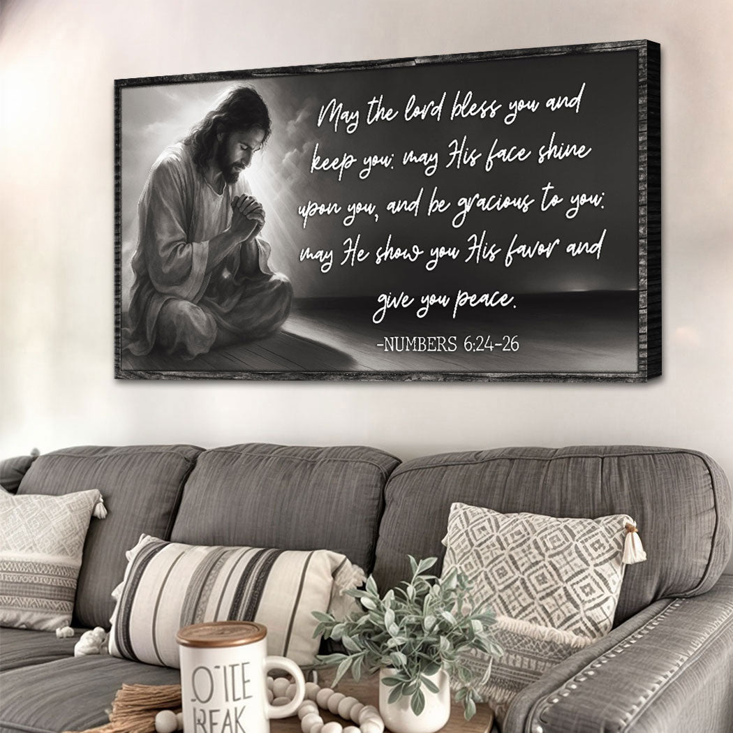 Canvas wall art featuring Numbers 6:24-26 Bible verse, with a faith-themed design by Tailored Canvases.
