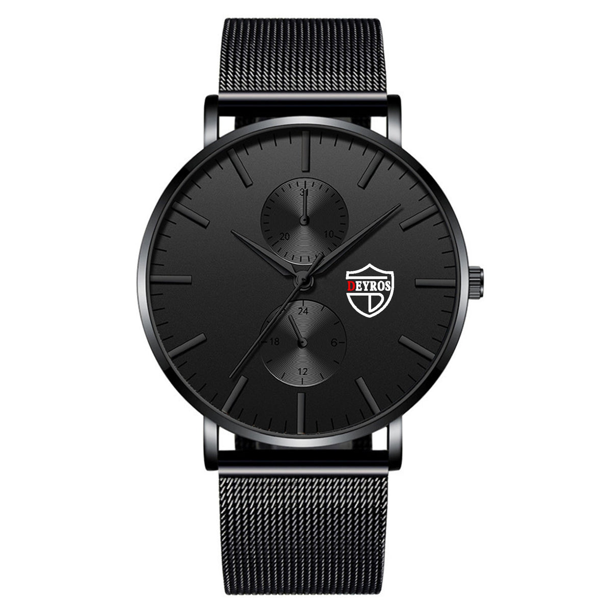 Black 3Bar Watch Men Women'S Watches Ladies Watch With Crystals  Fashion Stainless Steel Band Comfortable Wristwatch