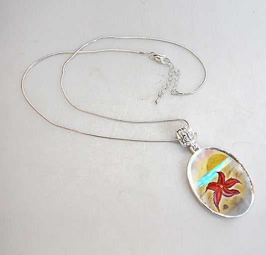 Starfish Pendant Silver-Plated Mother of Pearl Jewelry Necklace - 44051