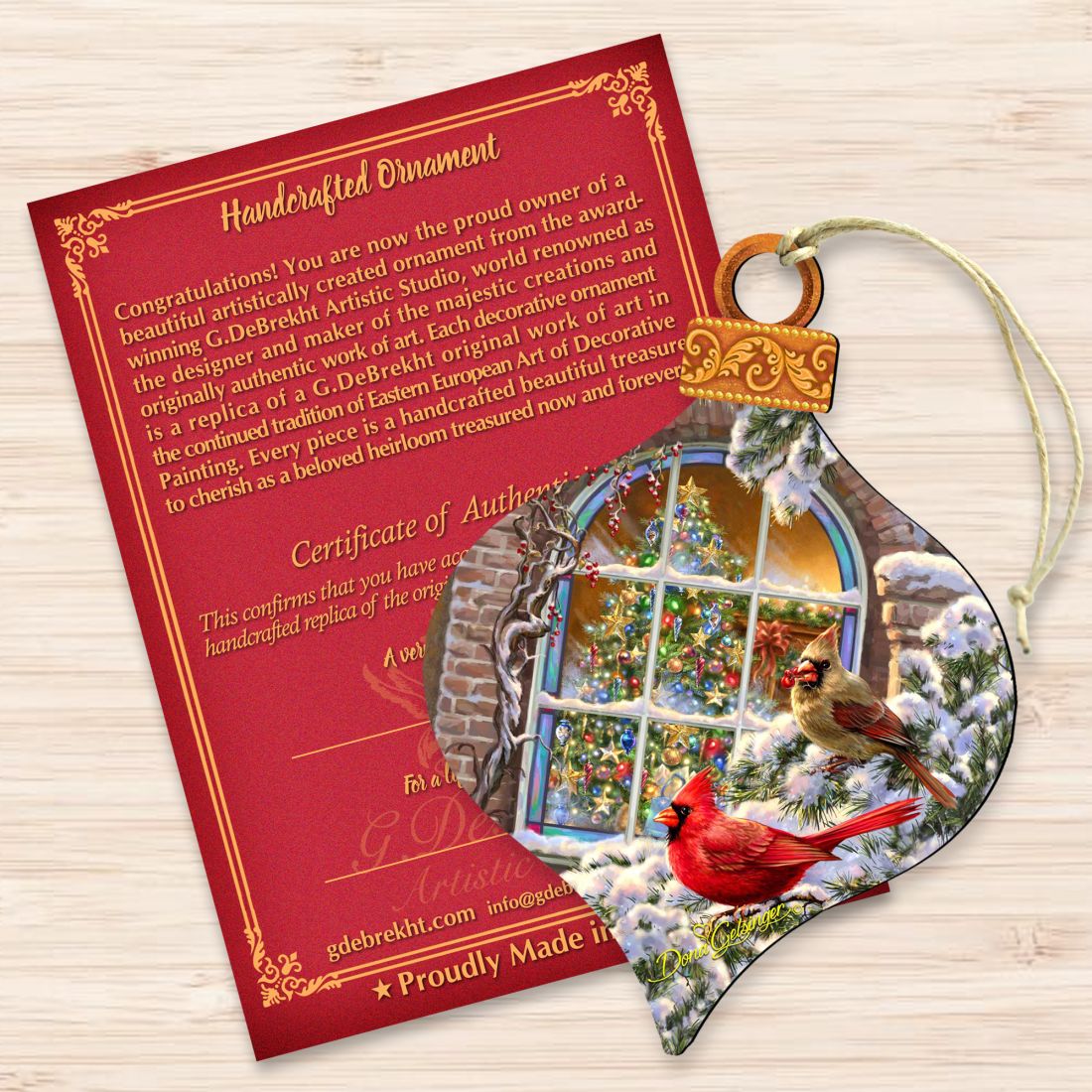 Winter House Cardinals Wooden Ornaments by Gelsinger - Christmas Decor - 8031110-1318