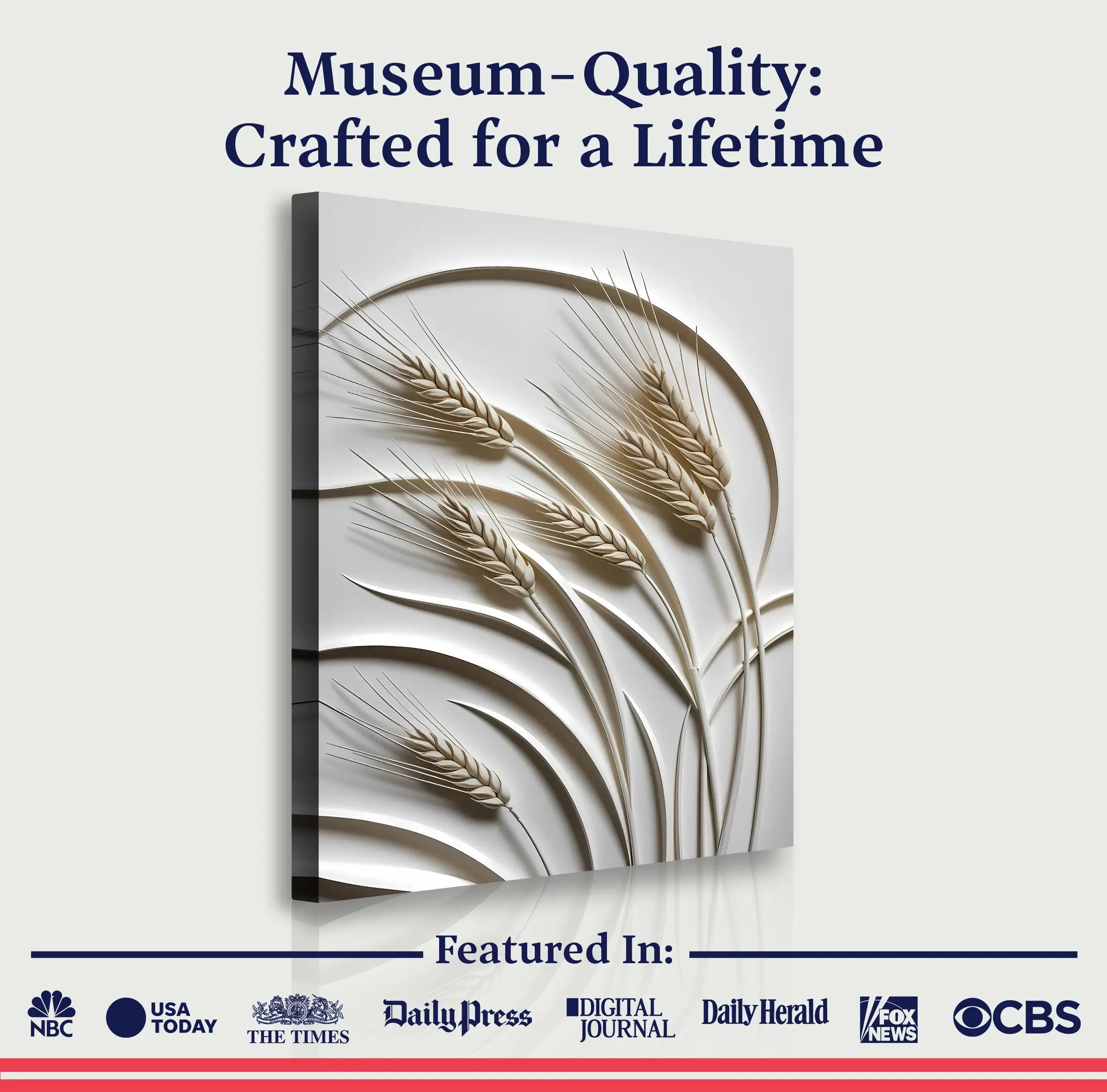 Beige wheat stalks 3d minimalist wall art on canvas with modern minimalist relief design for home decor