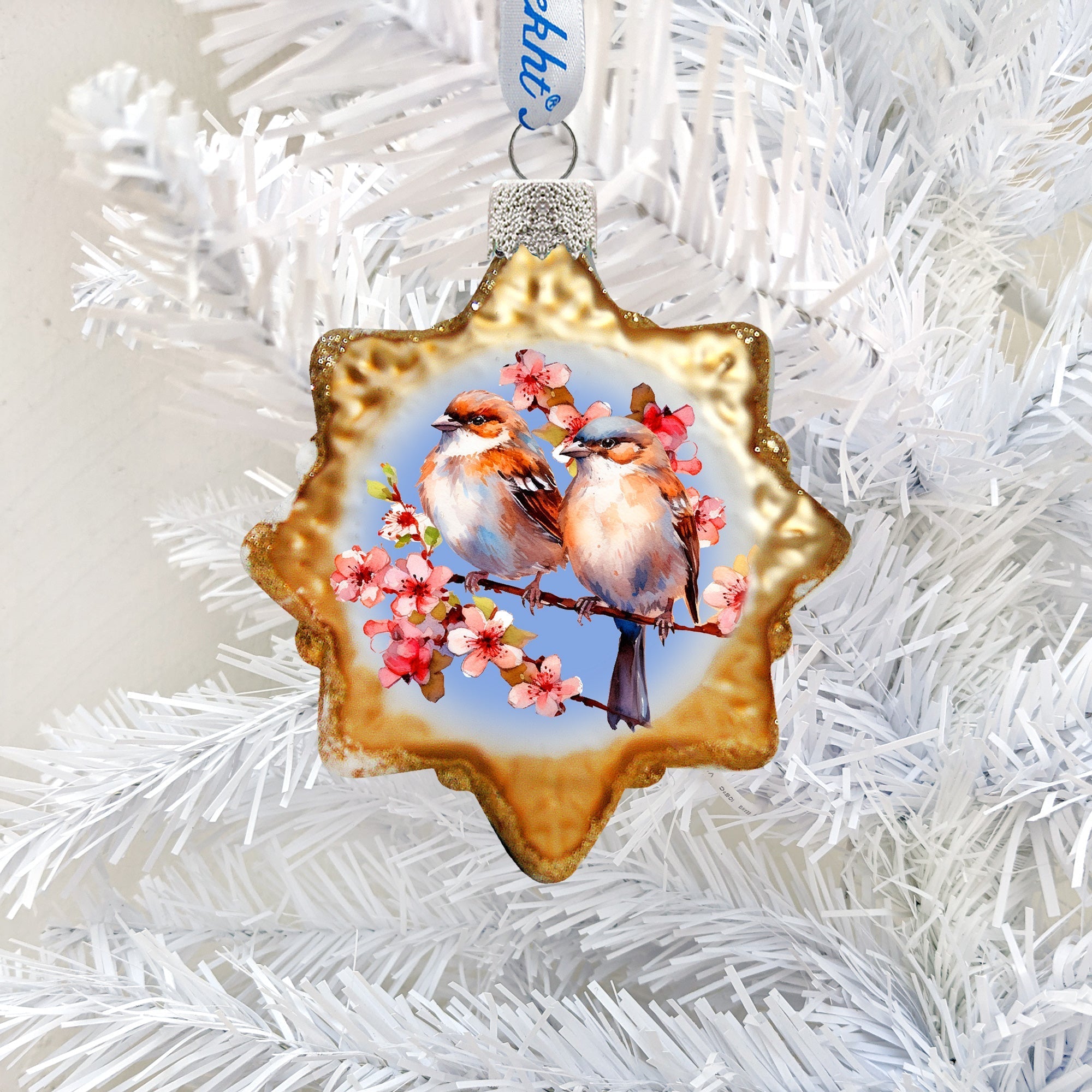 Spring Sparrows Mercury Glass Ornaments by G. Debrekht - Wildlife Holiday Decor - 776008