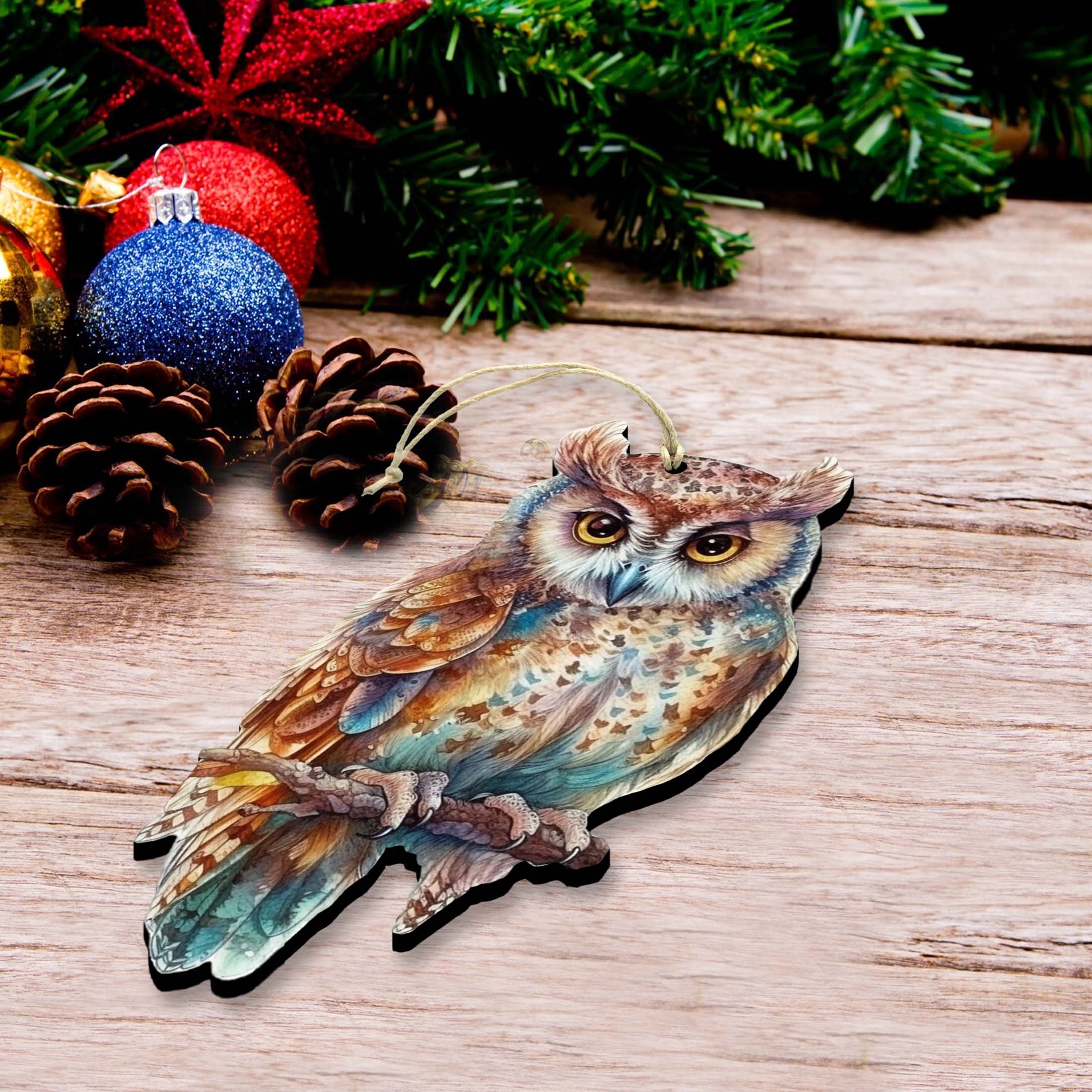 Night Owls Decorative Wooden Ornaments of 3 by G. Debrekht - Wildlife Decor - 8091004-S3