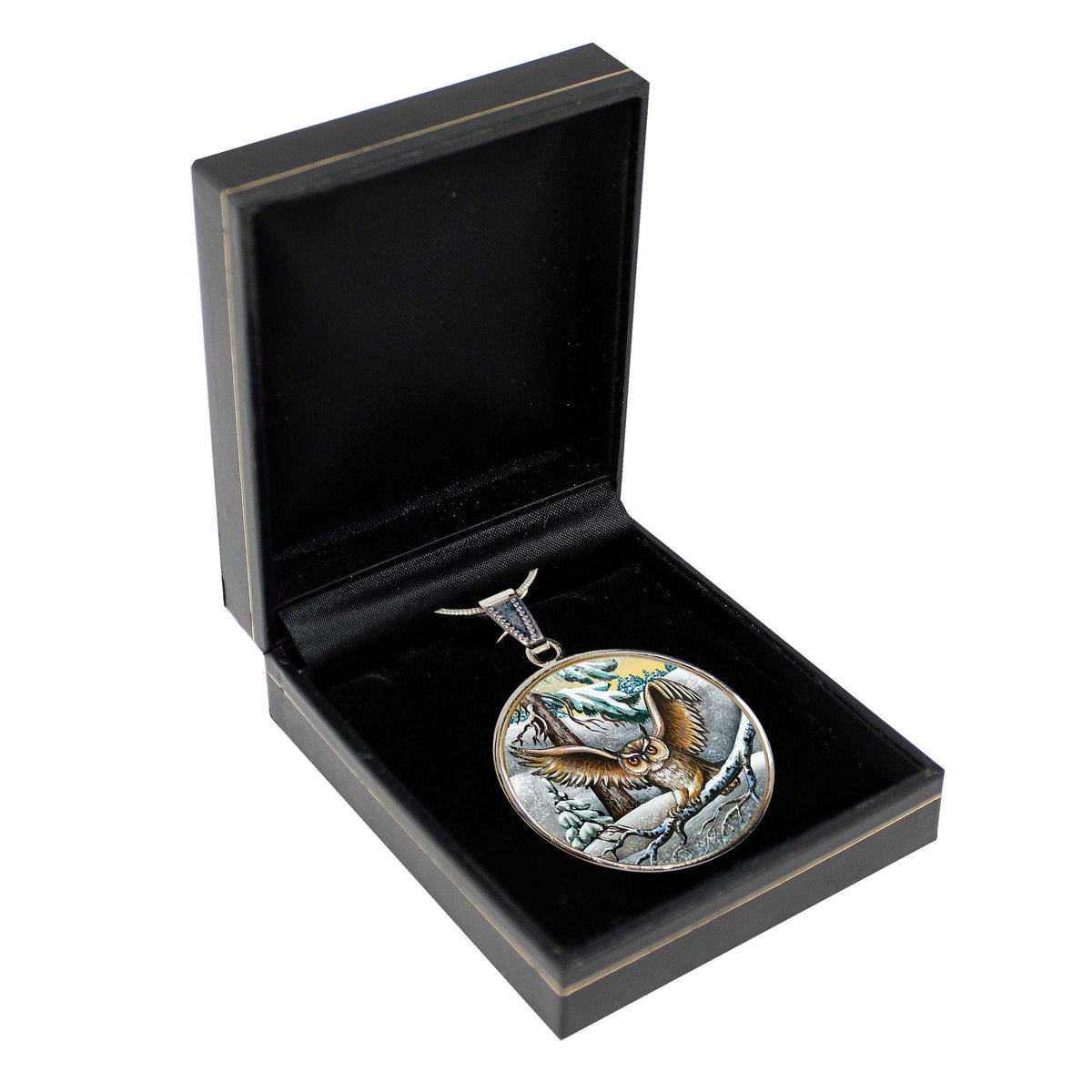 Fluttering Owl Silver Plated Mother of Pearl Jewelry Necklace - 44012