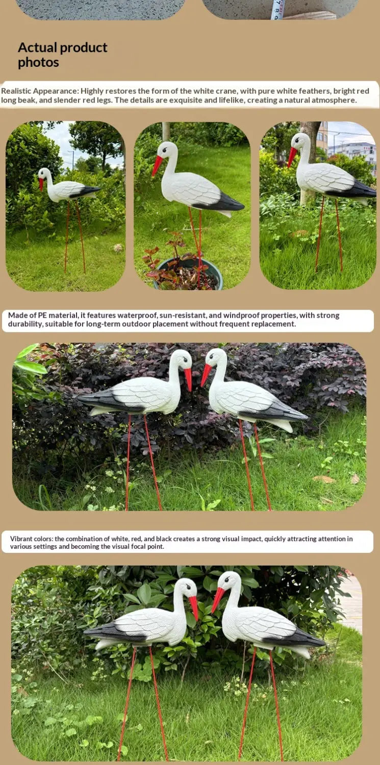 Plastic White Crane Garden Landscape Decor
