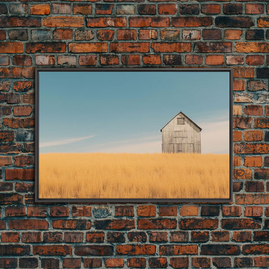 Liminal Spaces, Rustic Farmhouse Wall Decor, Teal Gray Barn Landscape Art Print or Canvas, Country Living Room Wall Decor, Liminal Art