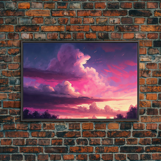 Pink Cloud Vintage Style Canvas Print, California Landscape Painting, Vast Plains, National Park Desk Decor Christmas Gift