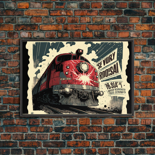 Fictional Soviet Propaganda Train Poster, Framed Canvas Print, Large Wall Art, USSR Art