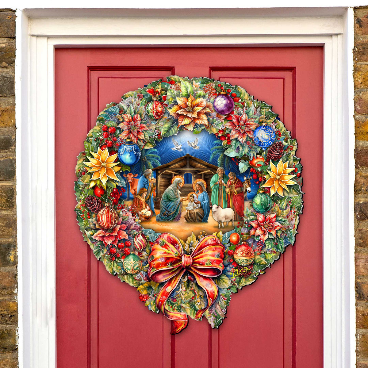 Nativity Wreath Holiday Door Decor by G. Debrekht - Nativity Holiday Decor - 8652805H