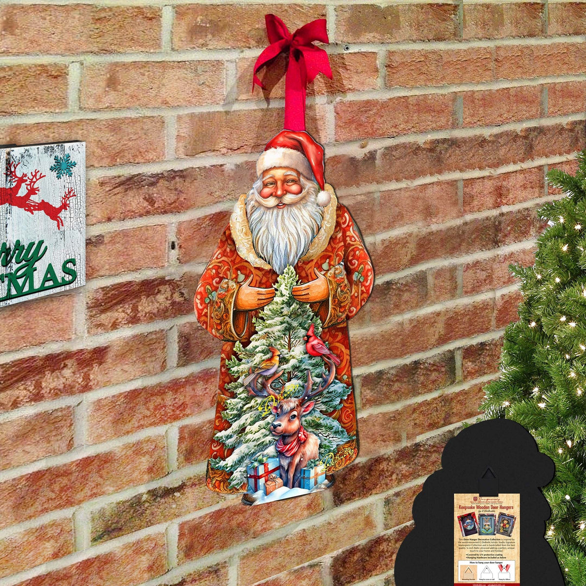 Santa with Forest Friends Holiday Door Decor by G. Debrekht - Christmas Santa Snowman Decor - 8691409H