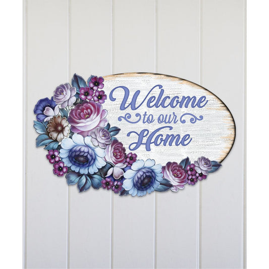 Welcome to Our Home Wreath Easter Door Decor by G. DeBrekht - Easter Spring Decor - 8185311H