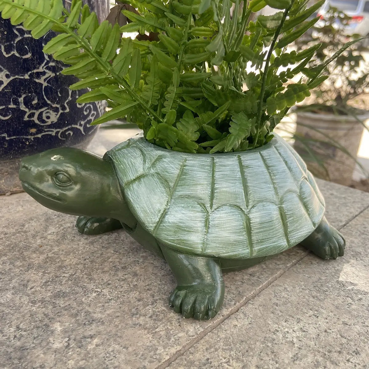Turtle Flower Pot Resin Statue For Outdoor Gardens