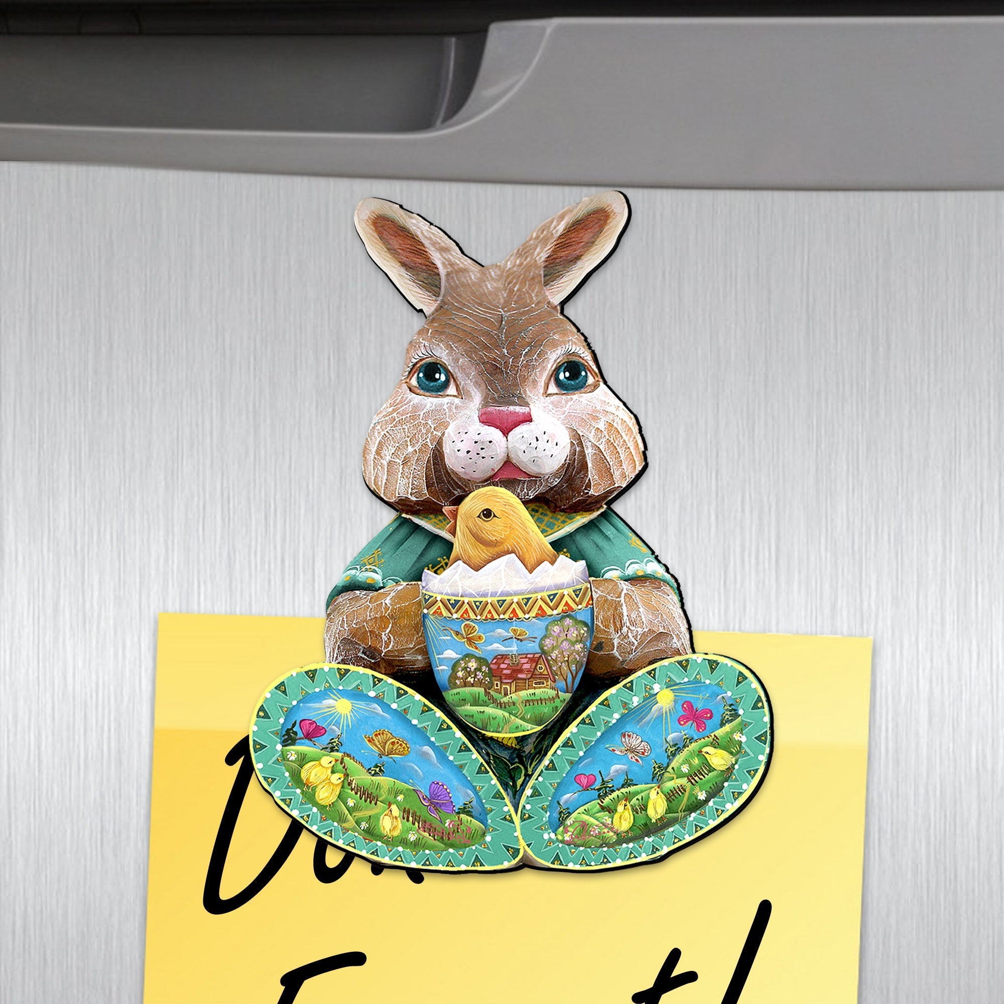 Easter Bunny Shape Refrigerator Eco Wood Magnets Set of 3