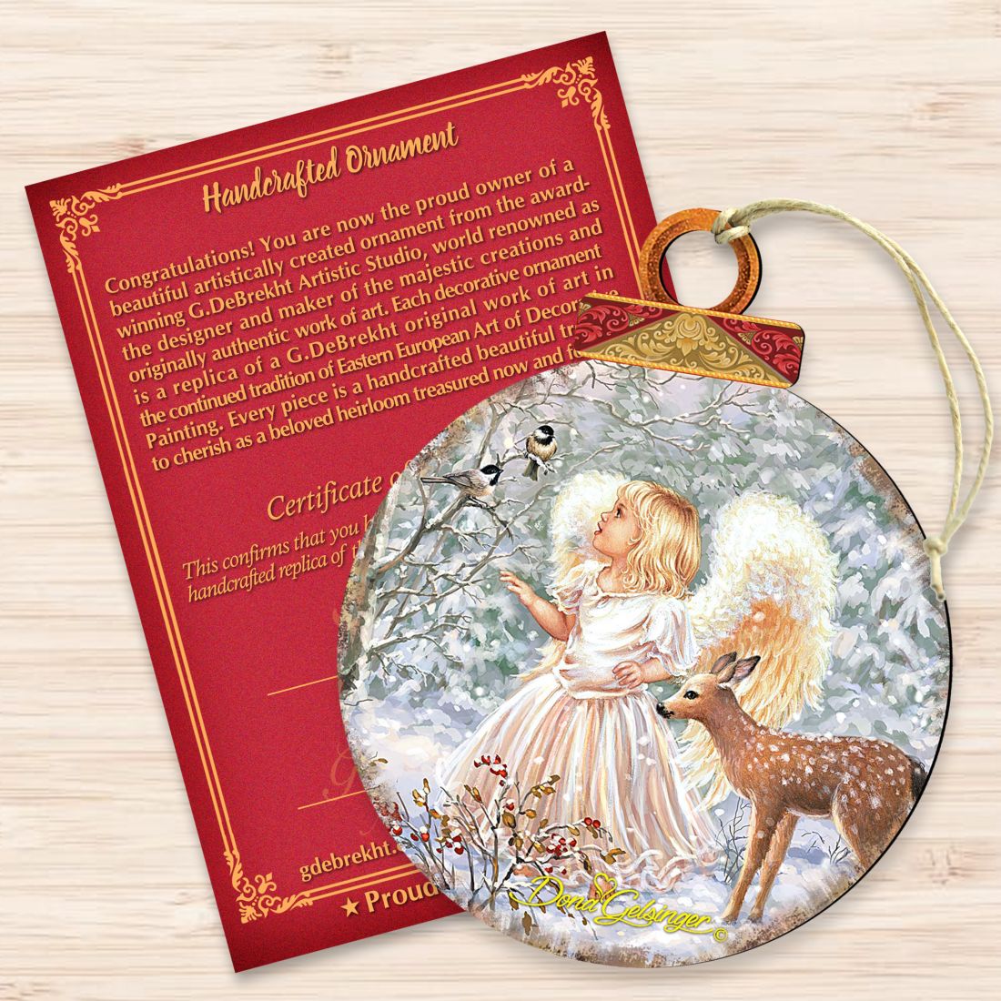 Woodland Angel Deer Wooden Ornaments by Gelsinger - Nativity Holiday Decor - 8021122-1703