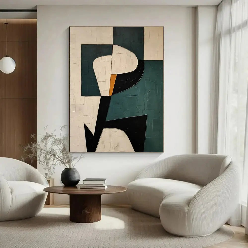 Handmade Green Abstract Canvas Painting Art