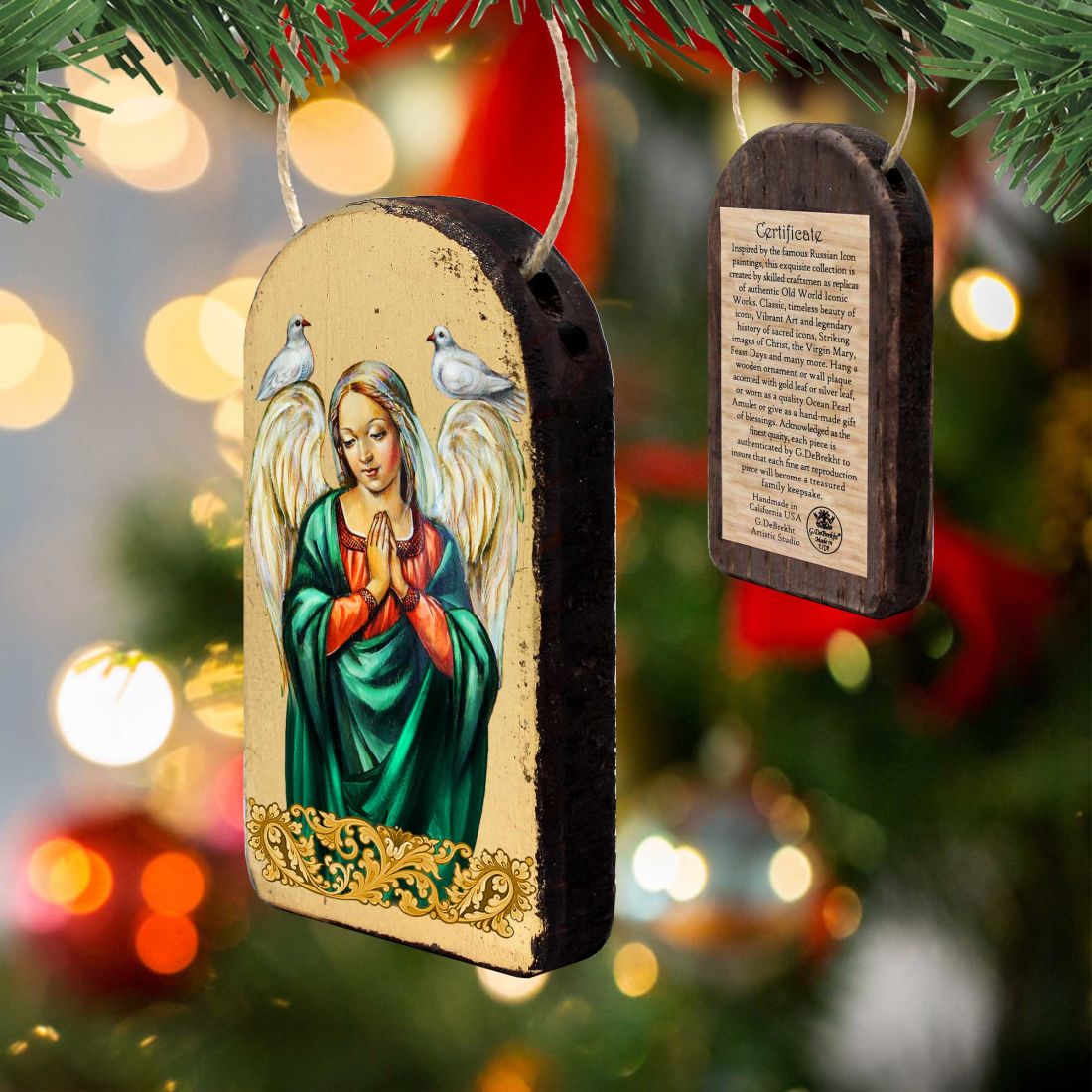 Angel with Dove Religious Christian Sacred Icon Ornament - Inspirational Icon Decor - 87026