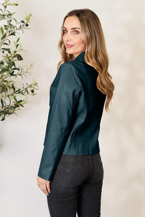 Women Classic Neck Zip-Up Jacket For Everyday Wear Elegant Girls Jacket