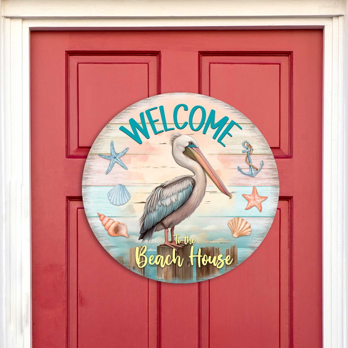 Pelican Welcome Sign Front door welcome sign Main entrance banner Welcome sign - Wooden front porch decor - 933113H