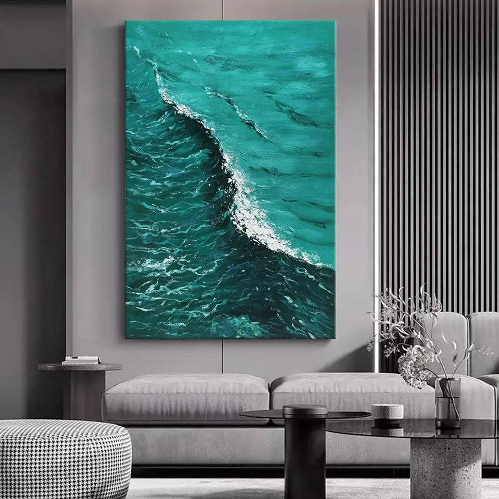 Blue Sea Wave Oil Painting Canvas Art