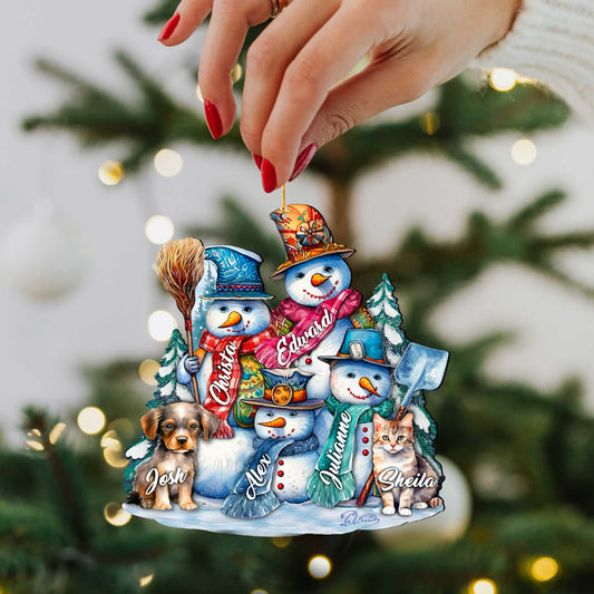 Personalized Snowman Happy Family Christmas Ornaments - Family Member Names Wooden Ornaments by G. Debrekht - Christmas Decor - 8652755P