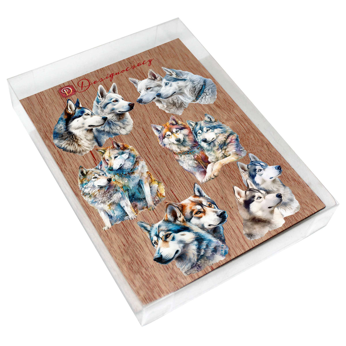 The Graceful Huskies Decorative Eco Wood Magnets Set of 6 by G. Debrekht - Wildlife Decor - 8090115G-S6