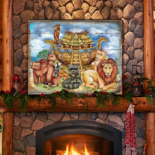 Noah's Ark Wooden Wall Art by G. DeBrekht - Nativity Holiday Decor - 8173521B