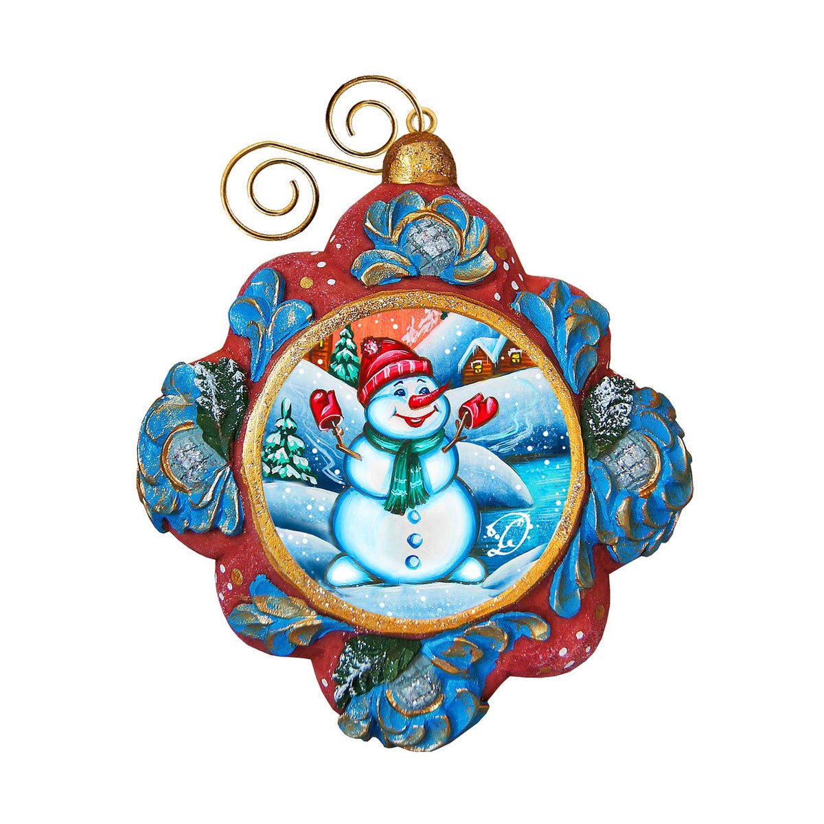 Snowman Sculpted Hand-Painted Christmas Ornament by G. DeBrekht - Christmas Santa Snowman Decor - 6102443