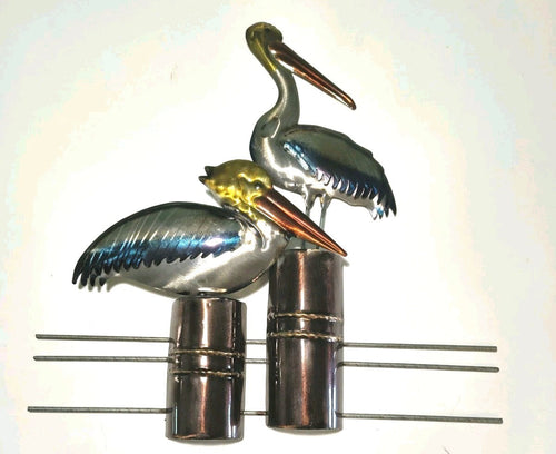 Metal Pelican Wall Art Sculpture Coastal Decor
