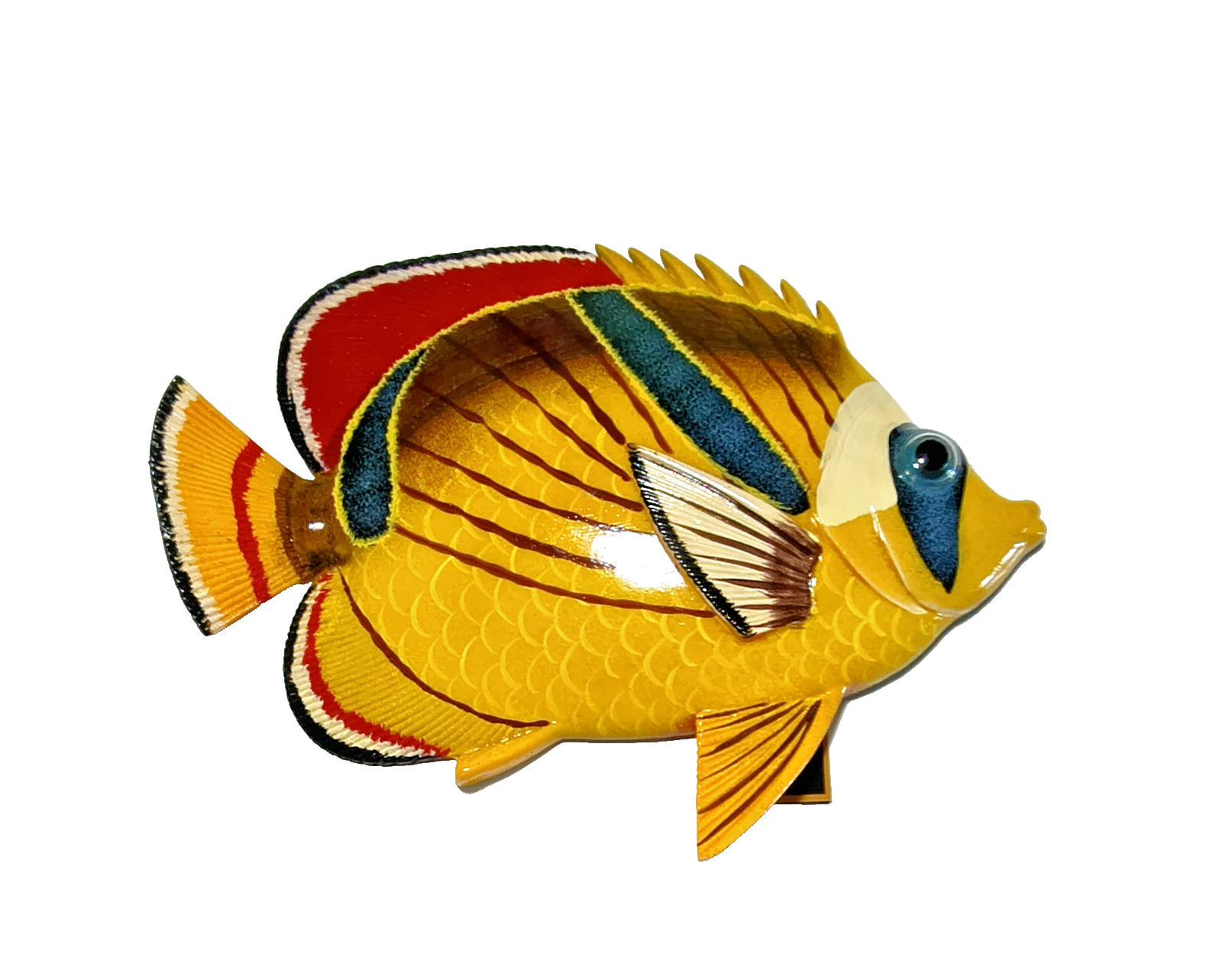 12 Inch PolyResin Tropical Colors Realistic Hand Painted Fishes Wall Mount 
