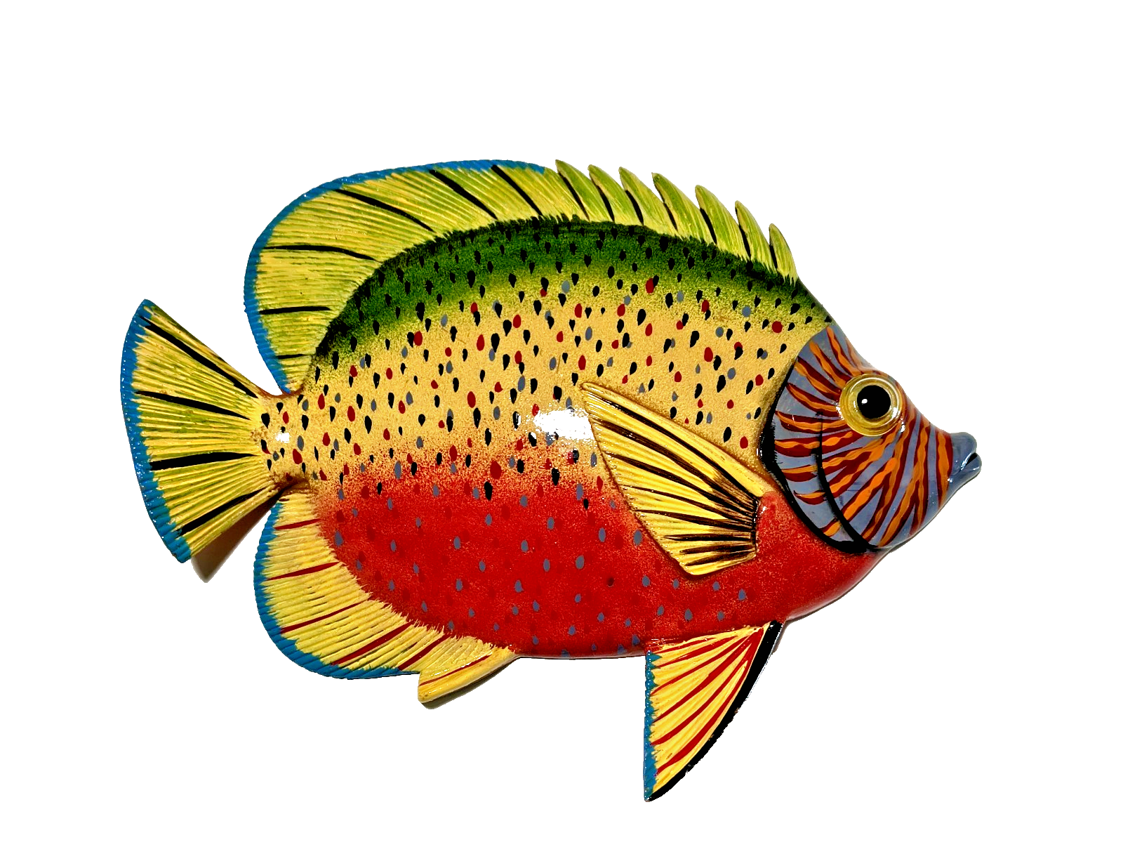 12 Inch PolyResin Tropical Colors Realistic Hand Painted Fishes Wall Mount 