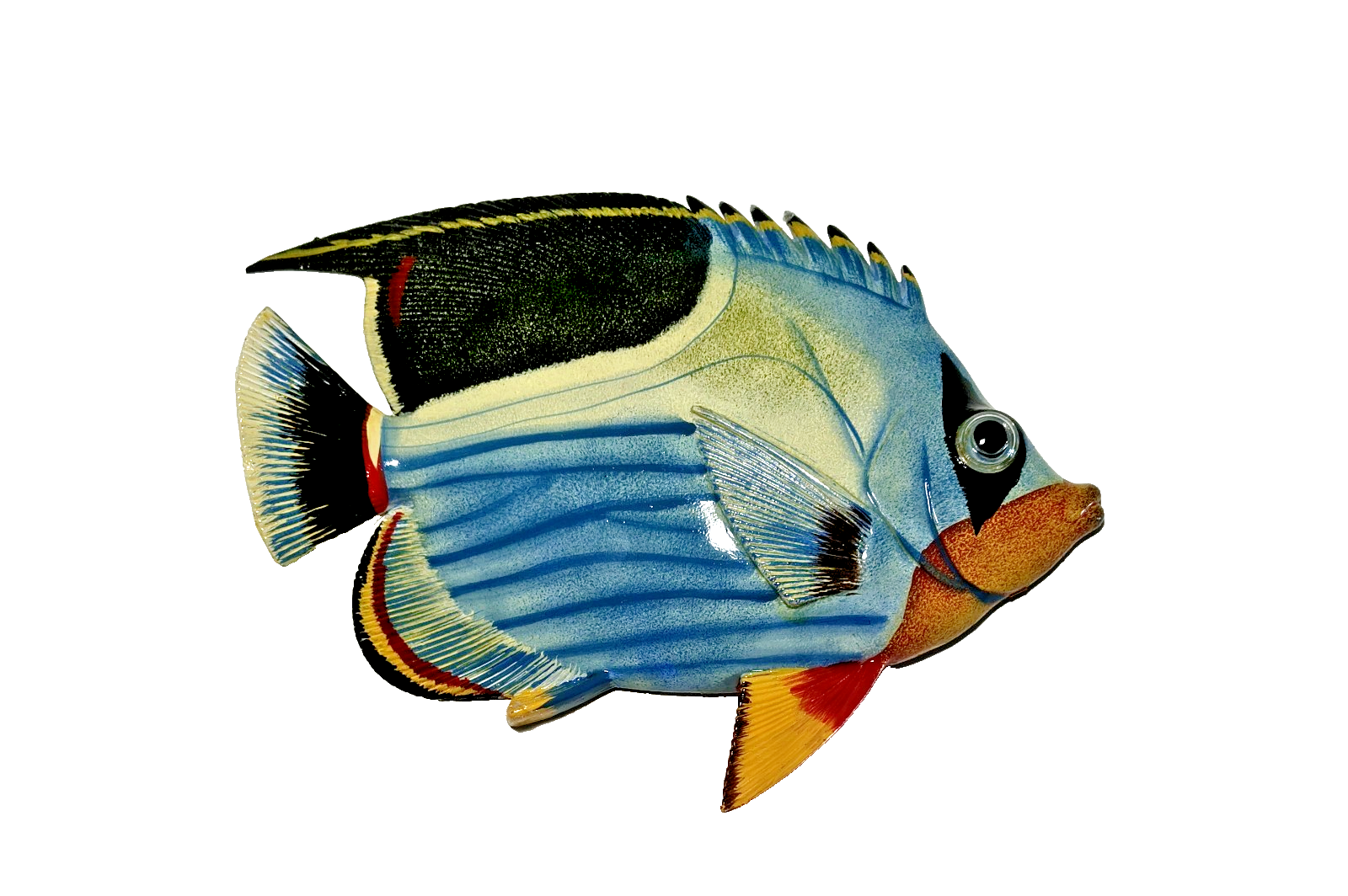 12 Inch PolyResin Tropical Colors Realistic Hand Painted Fishes Wall Mount 
