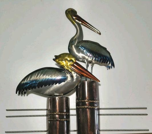 19 1/4 Inches High x 18 3/4 Inches Wide Two Pelicans on Pilons Wall Decor