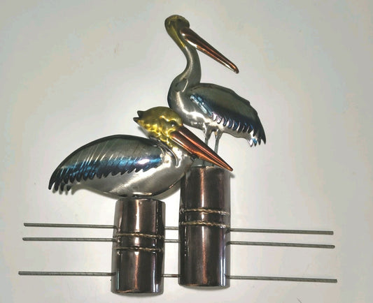 19 1/4 Inches High x 18 3/4 Inches Wide Two Pelicans on Pilons Wall Decor
