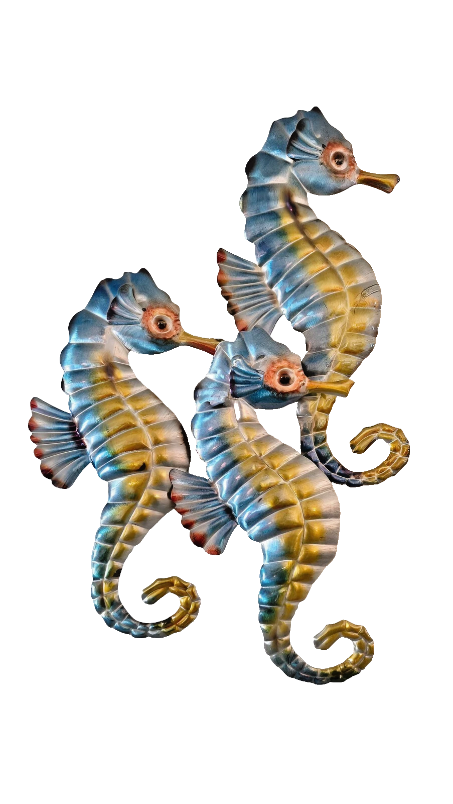 Set of 3 Coastal Decorative Seahorse Wall Art Sculptures