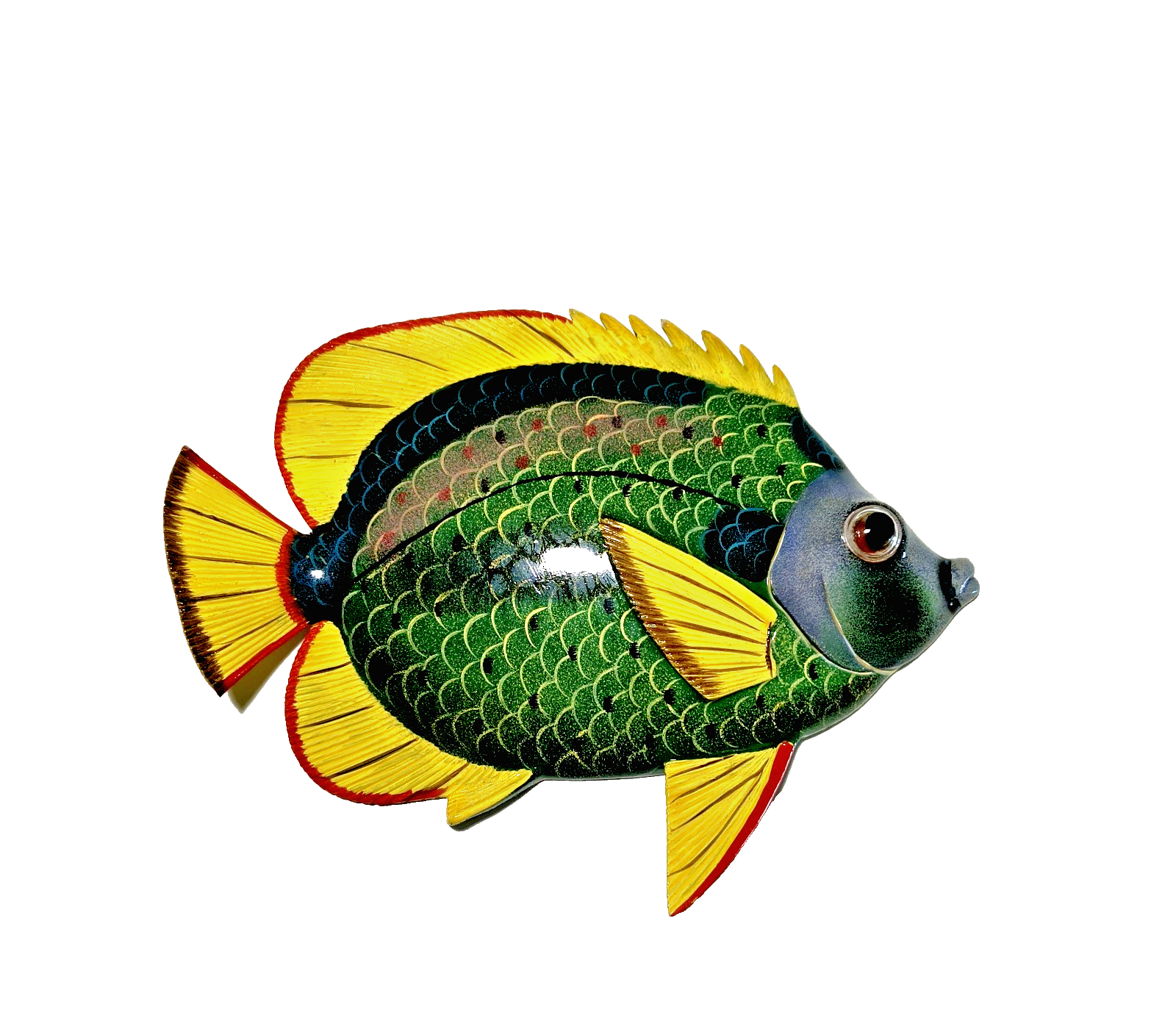 12 Inch PolyResin Tropical Colors Realistic Hand Painted Fishes Wall Mount 