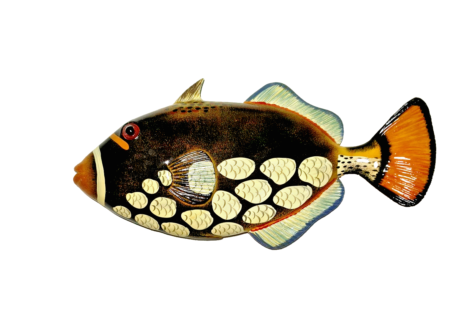 12 Inch PolyResin Tropical Colors Realistic Hand Painted Fishes Wall Mount 