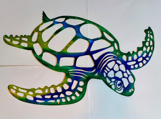 10x17 inches Multiple Metal Colors Flat Design Sea Turtle Wall Mount