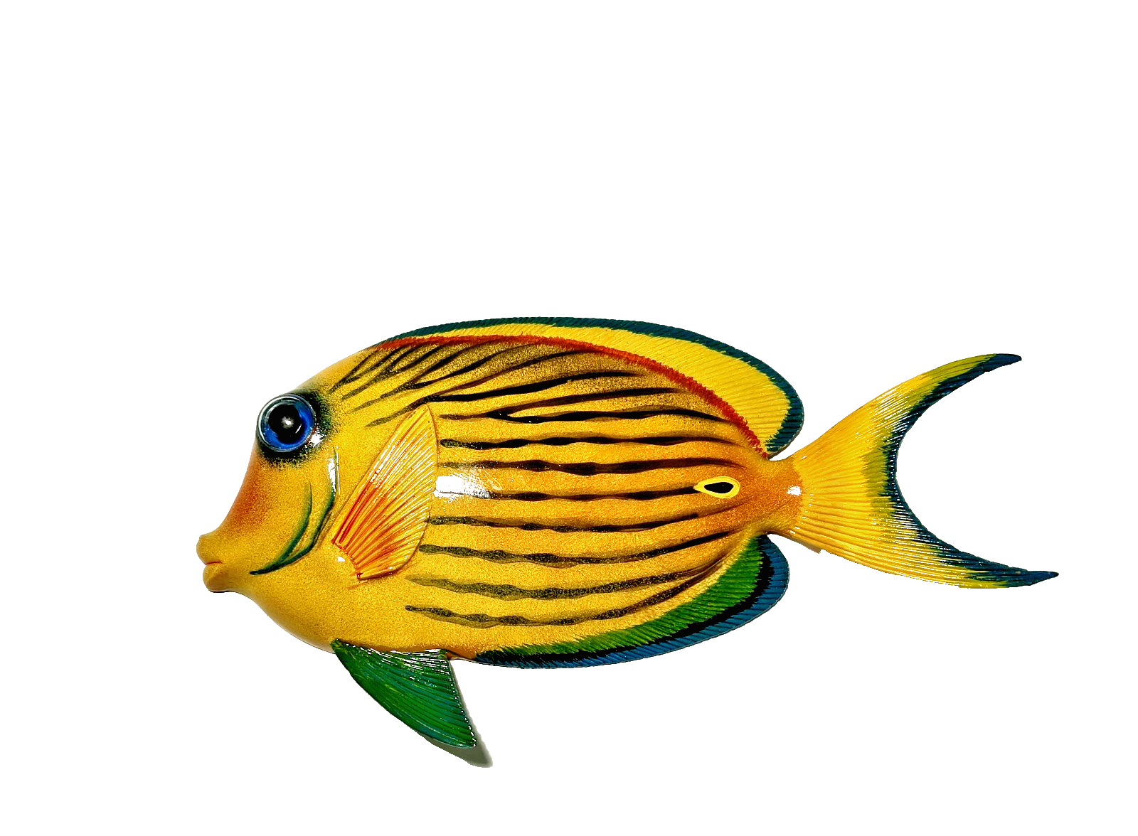 12 Inch PolyResin Tropical Colors Realistic Hand Painted Fishes Wall Mount 