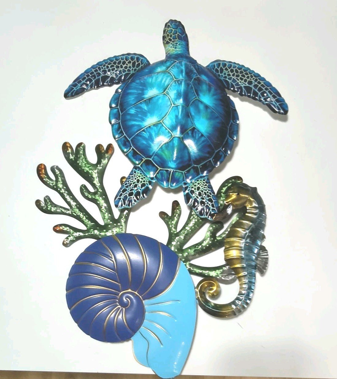 25 3/4 Inches High x 17 1/2 Inches Wide Metal Sea Turtle Wall Scene - Unique Finds Market LLC