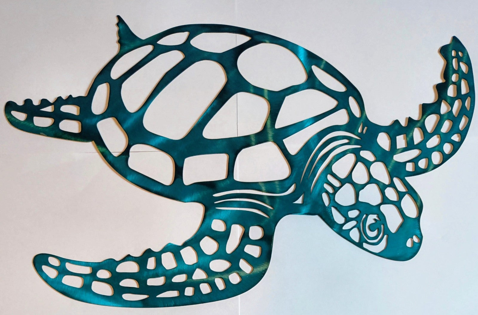 10x17 inches Blue Metal Color  Flat Design Sea Turtle Wall Mount