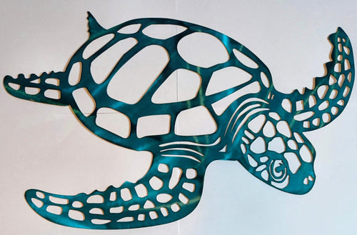 10x17 inches Blue Metal Color  Flat Design Sea Turtle Wall Mount