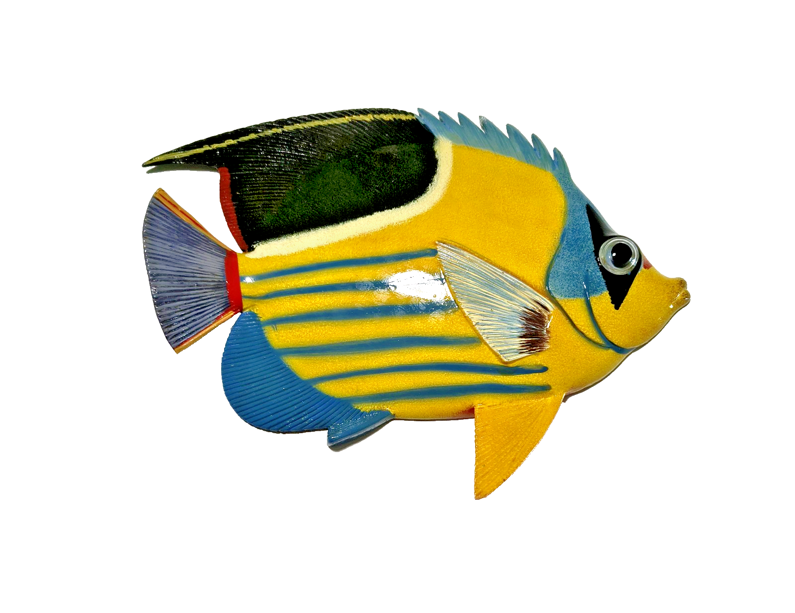 12 Inch PolyResin Tropical Colors Realistic Hand Painted Fishes Wall Mount 