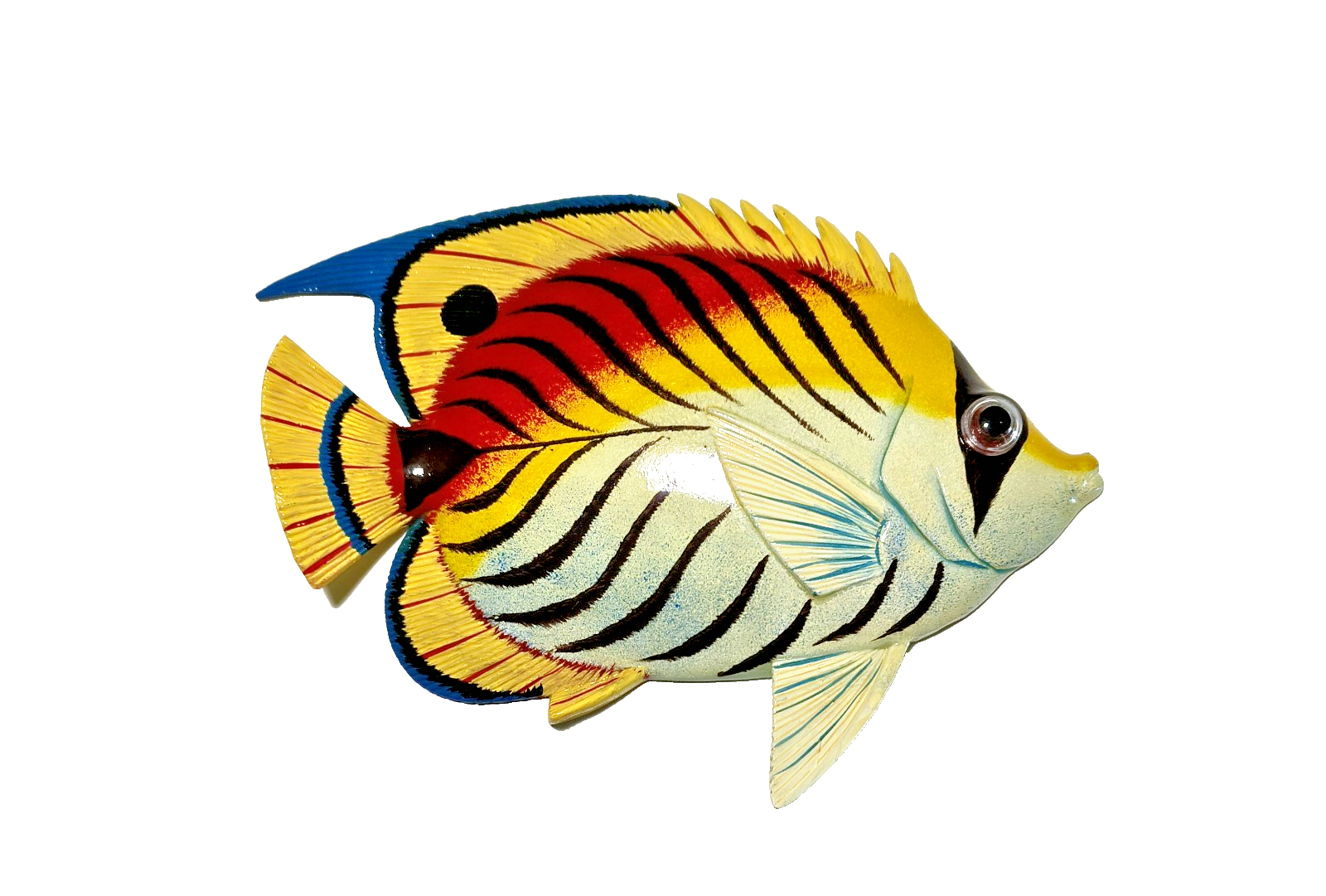 12 Inch PolyResin Tropical Colors Realistic Hand Painted Fishes Wall Mount 