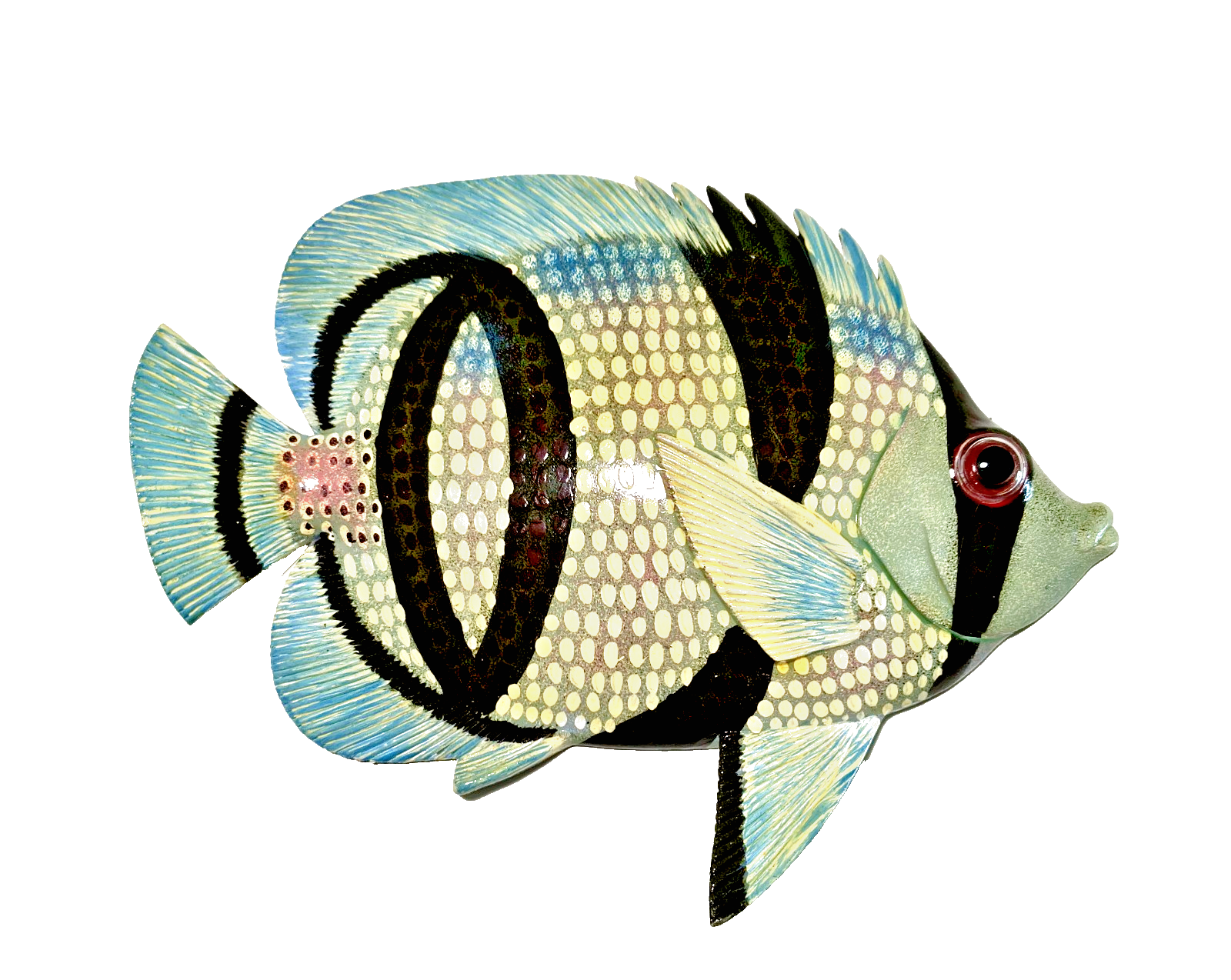 12 Inch PolyResin Tropical Colors Realistic Hand Painted Fishes Wall Mount 