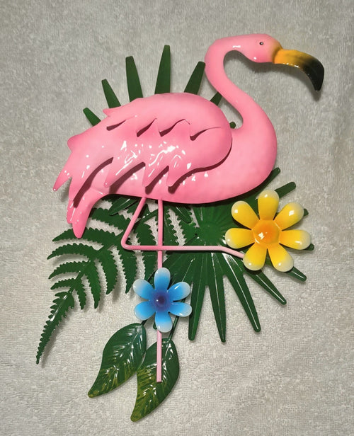 Pink Flamingo Wall Decor, Outdoor Metal Wall Art, Flamingo Gifts for Woman, Deco