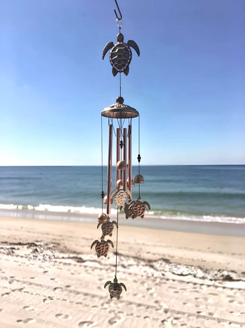 Metal Turtle Wind Chime Aluminum Beach Pattern Decor