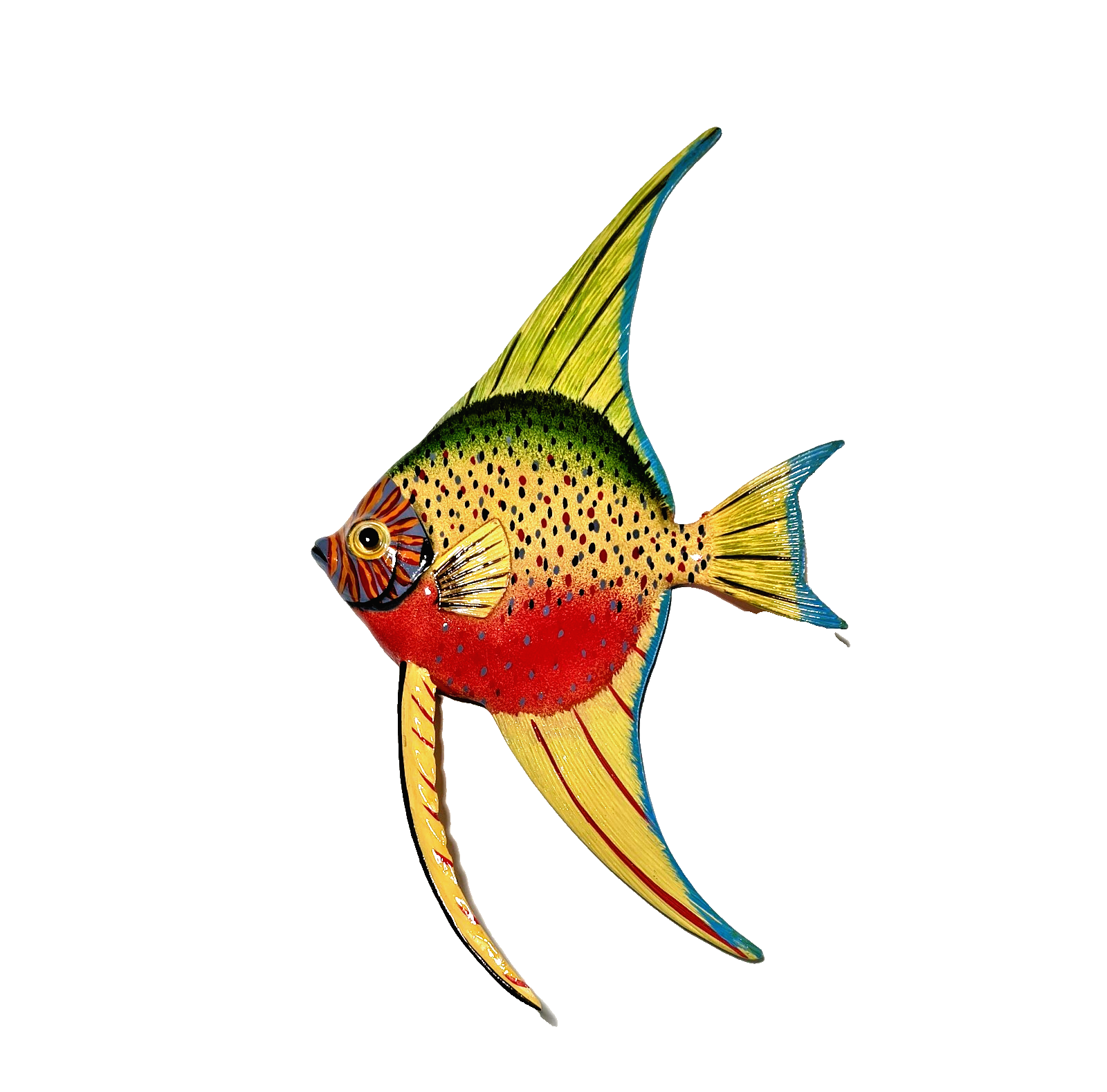 12 Inch PolyResin Tropical Colors Realistic Hand Painted Fishes Wall Mount 