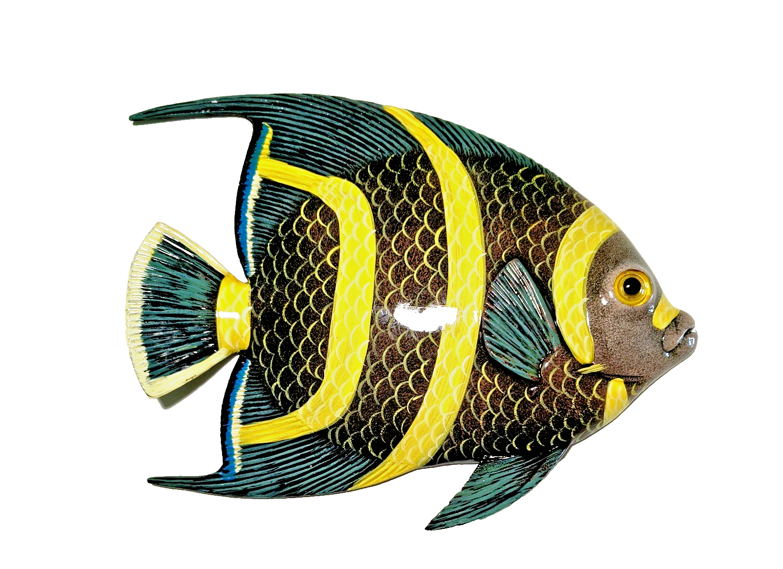12 Inch PolyResin Tropical Colors Realistic Hand Painted Fishes Wall Mount 